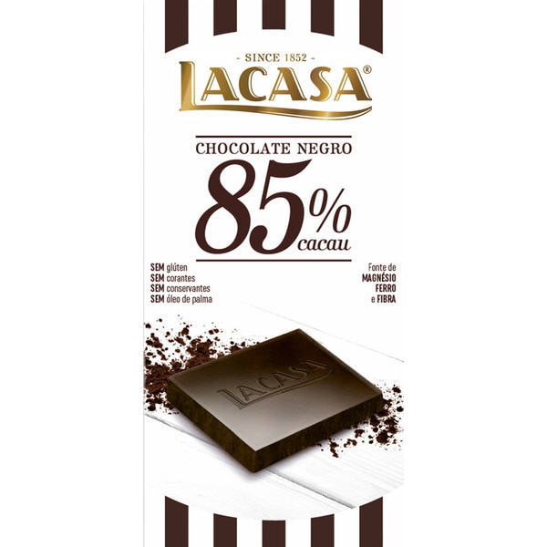Chocolate Preto 85% Cacau sem Glúten embalagem 100 g