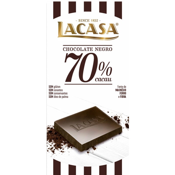 Chocolate Preto 70% Cacau sem Glúten embalagem 100 g
