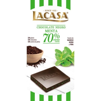 Chocolate Preto 70% Cacau com Menta sem Glúten embalagem 100 g - Lacasa