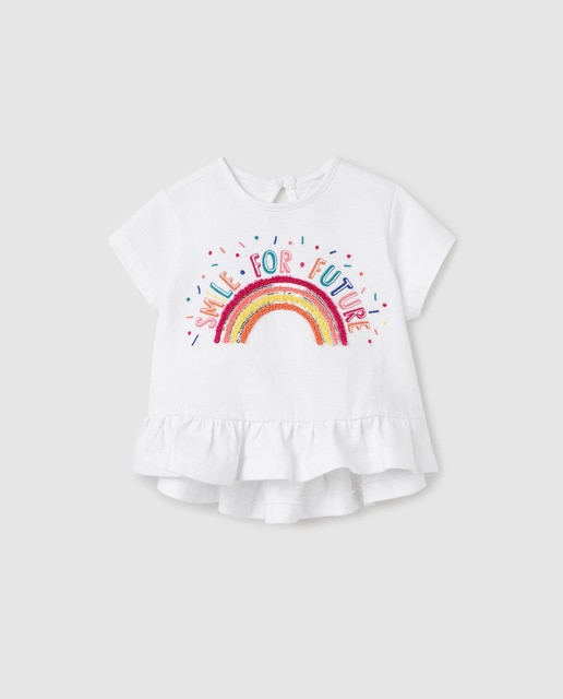 Camiseta de bebé niña volante rainbow