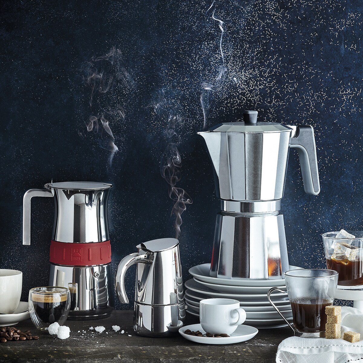 Cafeteira italiana de aço inoxidável indução Bella Bra Aço-5