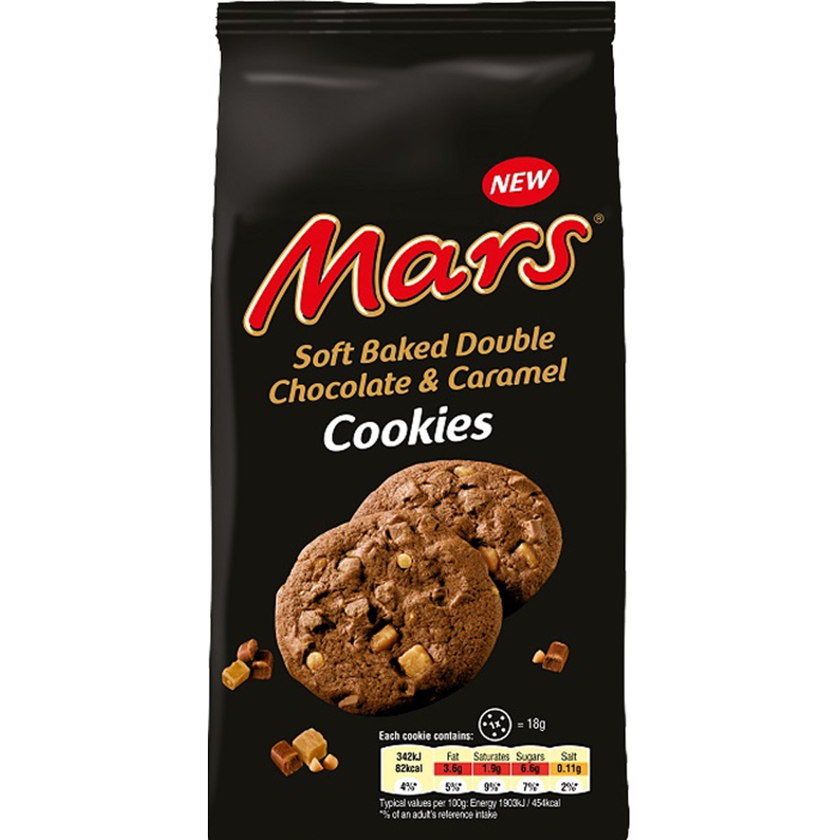 Bolachas de Chocolate com Pepitas de Caramelo embalagem 162 g