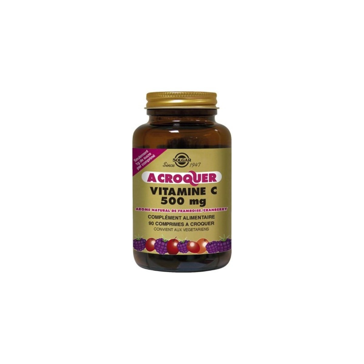 Suplemento Alimentar Vitamin C 500 mg Cran-Raspberry - 90 Comp. Mastigáveis 1