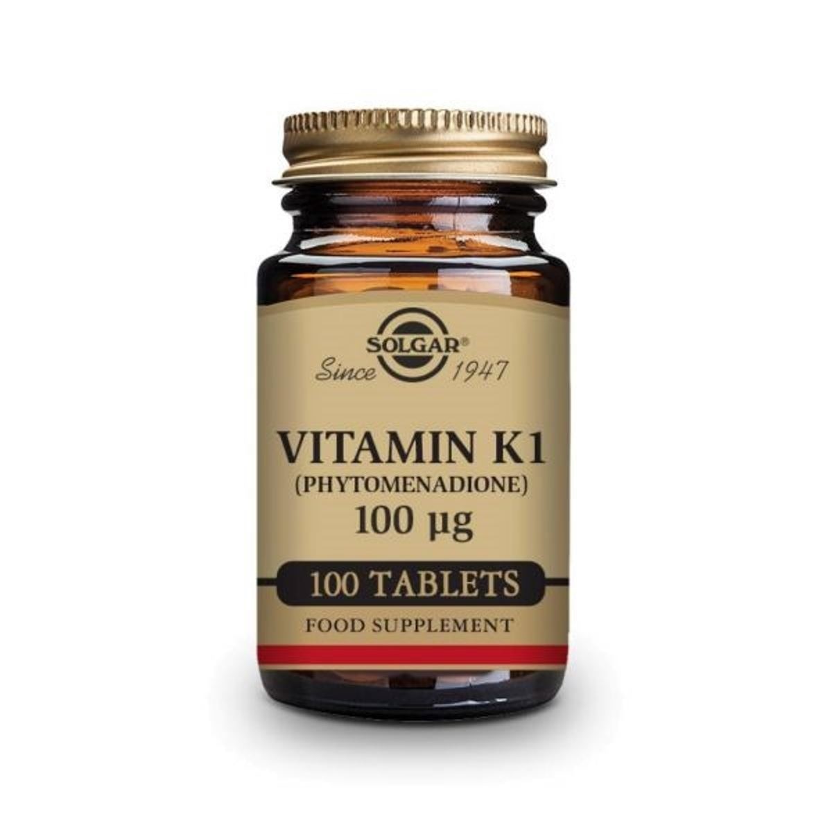 Suplemento Alimentar Vitaminas K1 100 Cápsulas Solgar 1