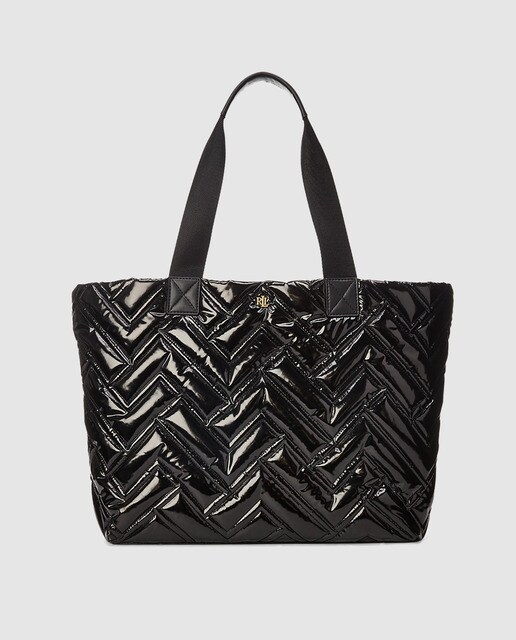 Tote grande Lauren Ralph Lauren de nylon acolchado en negro con cremallera  · Lauren Ralph Lauren · El Corte Inglés