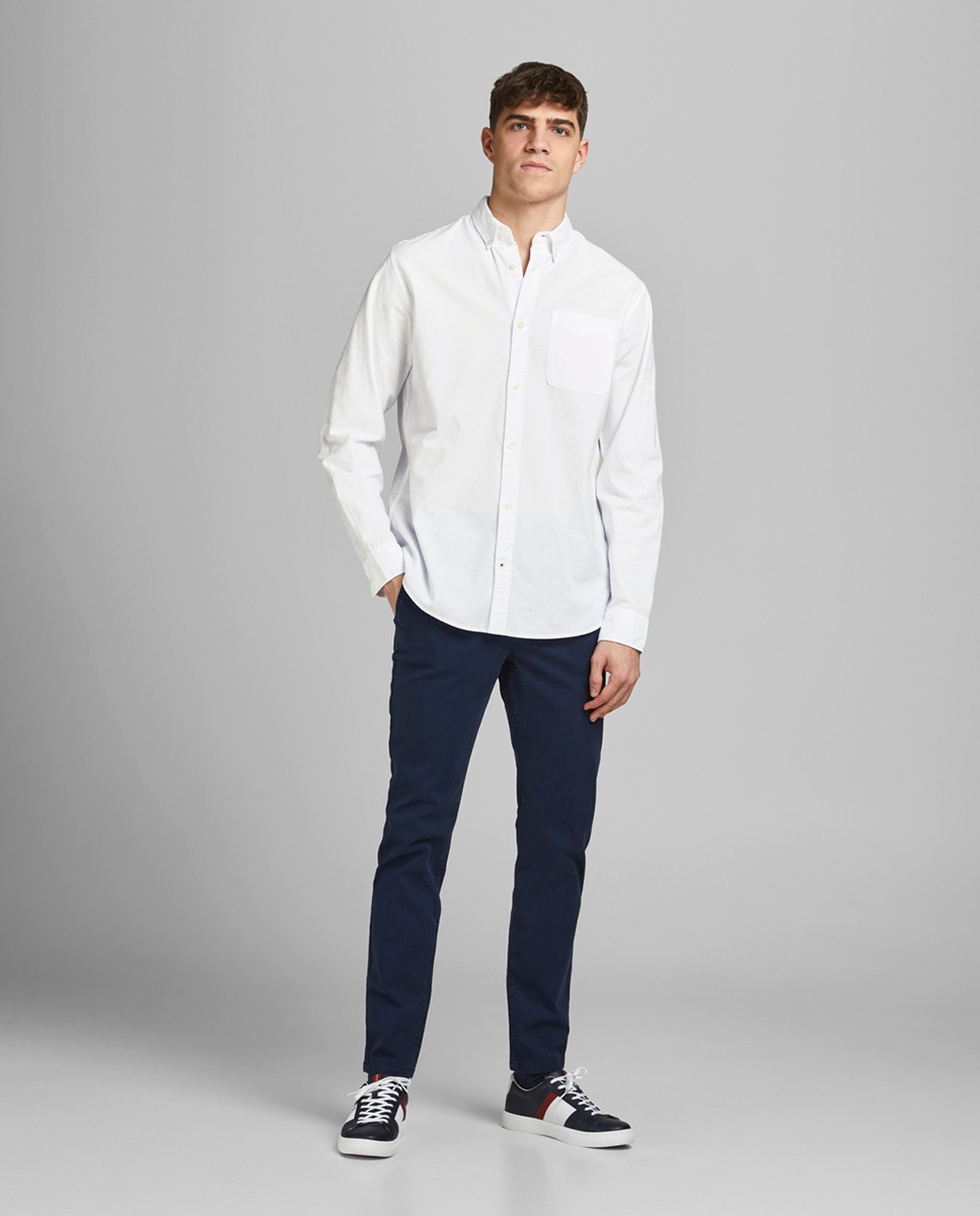 Camisa formal em algodão BCI slim lisa branca Branco-7