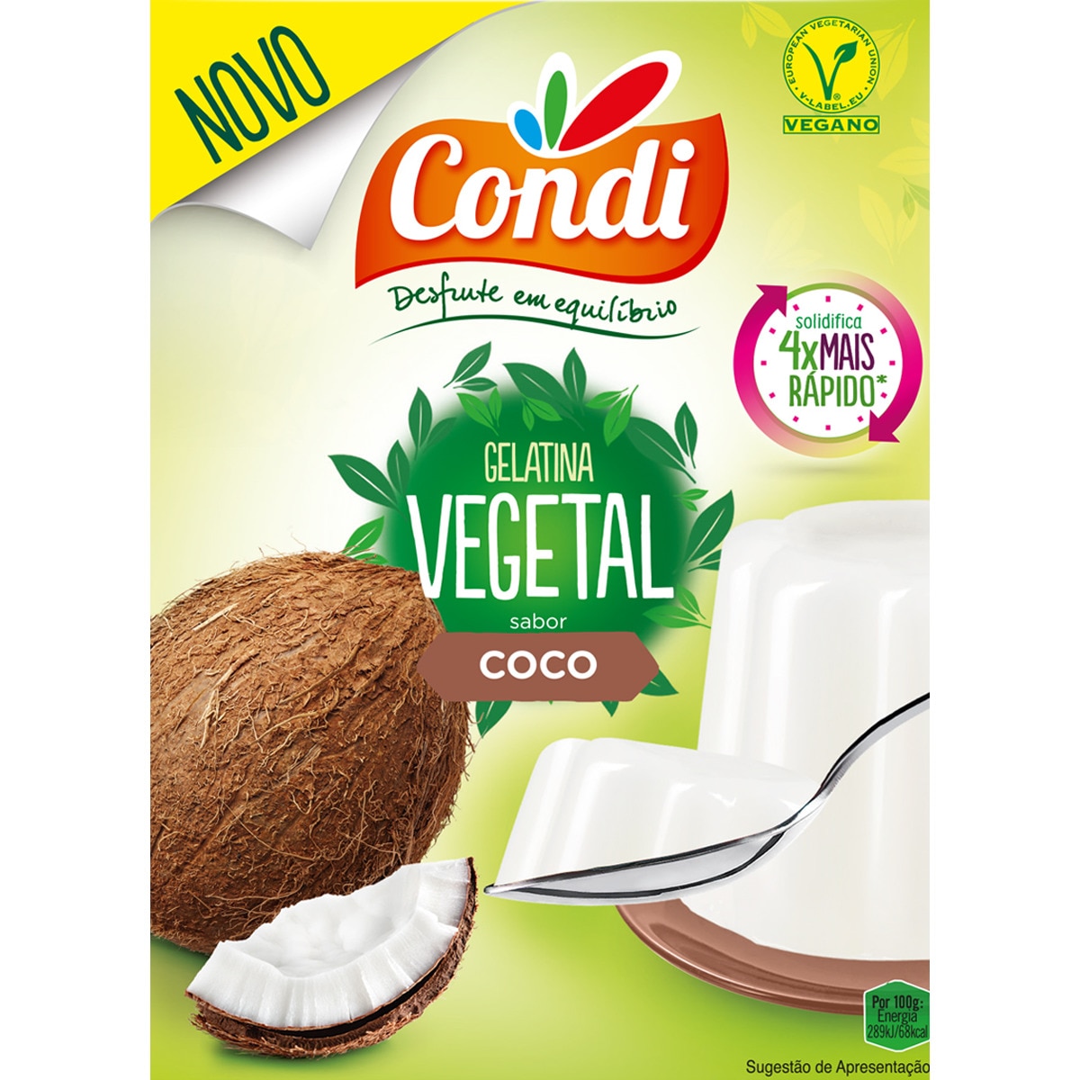 Preparado para Gelatina Vegetal de Coco embalagem 180 g