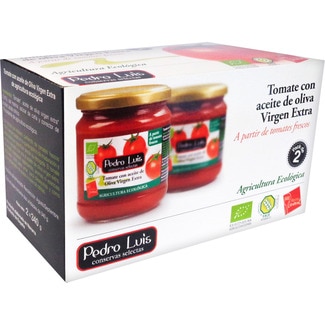 tomate natural con aceite de oliva virgen extra ecológico sin gluten pack 2 frasca 340 g - Pedro Luis