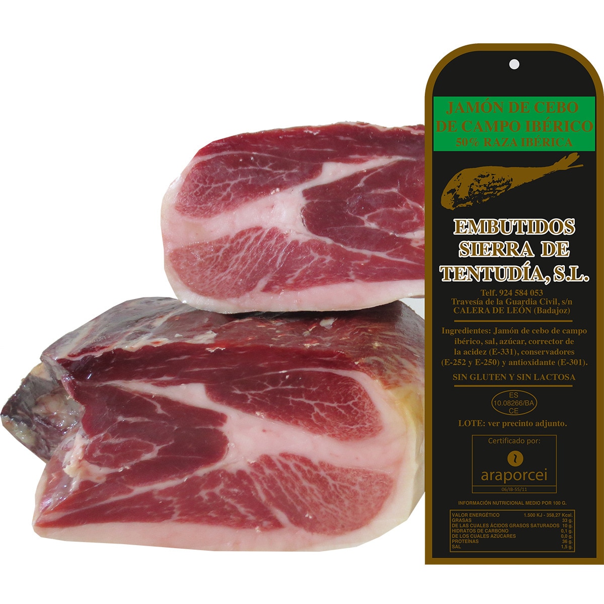 jamón deshuesado de cebo de campo ibérico 50% raza ibérica