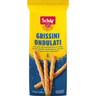 Grissini Ondulati con aceite de oliva virgen sin gluten y sin lactosa paquete 150 g - Schar
