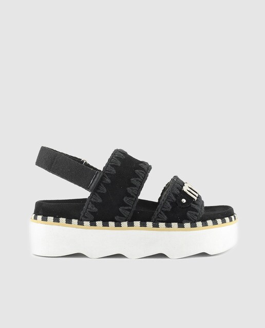 Sandalias planas de mujer Mou en negro con adorno de logo · Mou · El Corte  Inglés