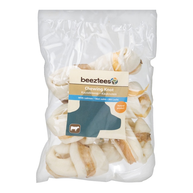 Imagen 0 de Snack para perros Beeztees hueso nudo res y salmón 150 g