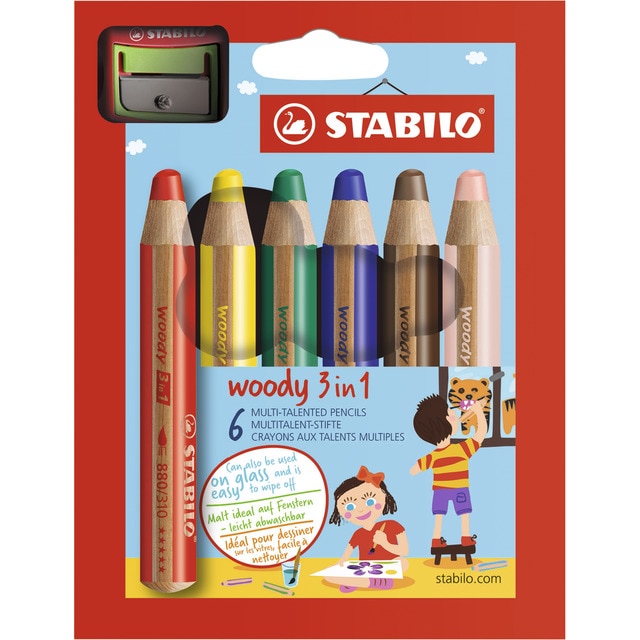 Imagem 0 de Estojo de 6 Lápis de Cor Multitalento Woody 3 em 1 - Multicolor