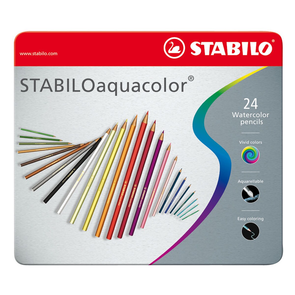 MILAN Triangular Watercolor Pencils Set - 24 Colored Pencils With Brush Included