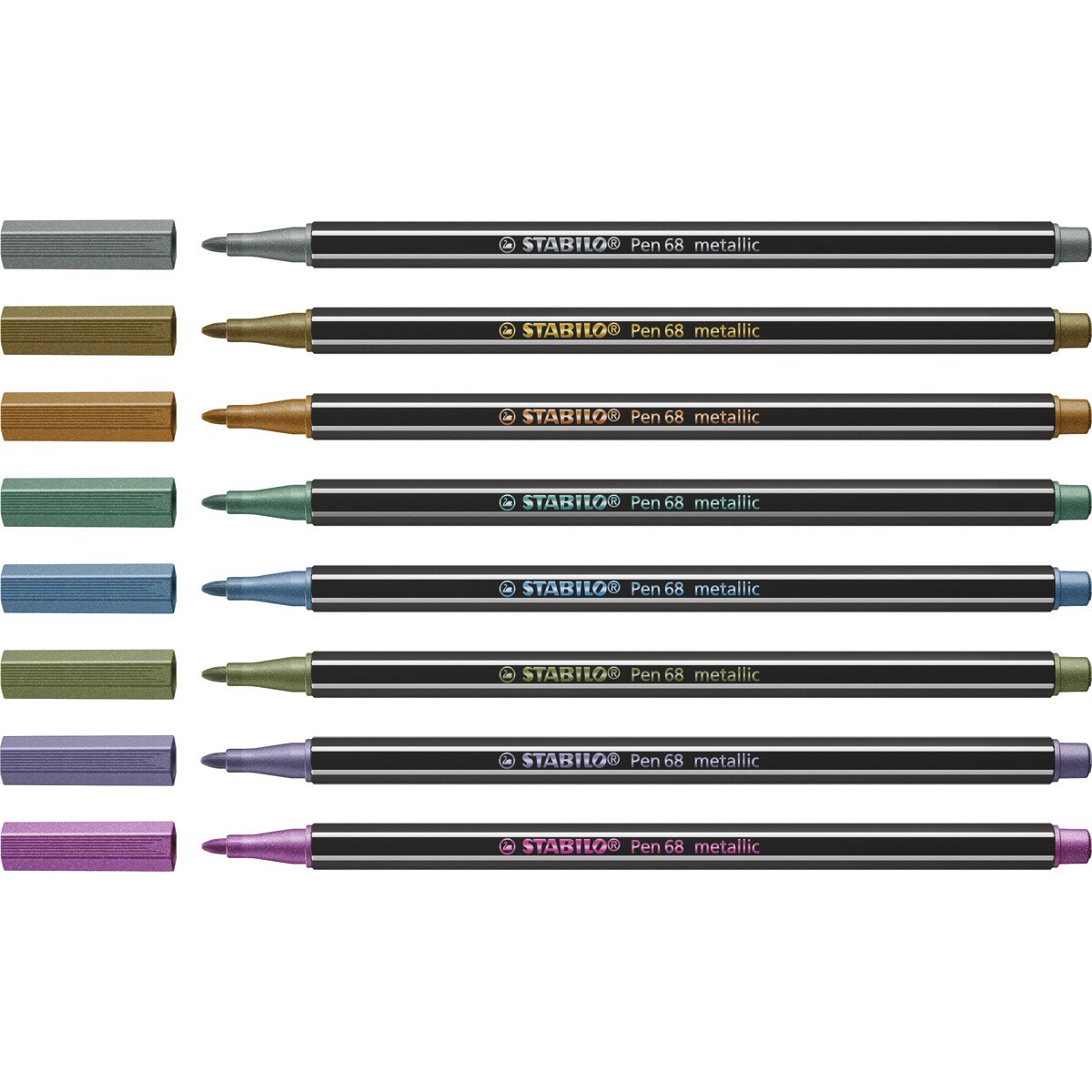 Estojo de 8 Canetas de Feltro Premium Metálico Pen 68 Metallic - Multicolor Multicolor-2