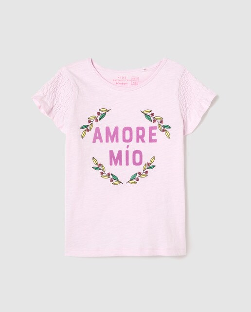 Camiseta de niña morado ''Amore mio''