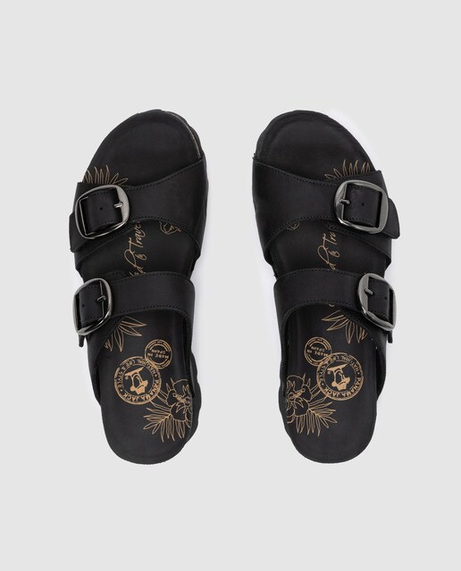Sandalias de plataforma de mujer Panama Jack en negro con doble hebilla ·  Panama Jack · El Corte Inglés