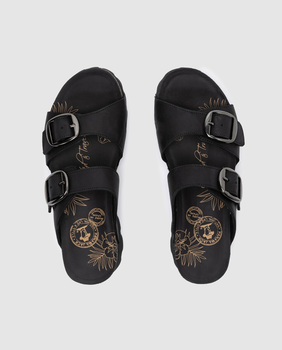 Sandalias de plataforma de mujer Panama Jack en negro con doble hebilla · Panama  Jack · El Corte Inglés