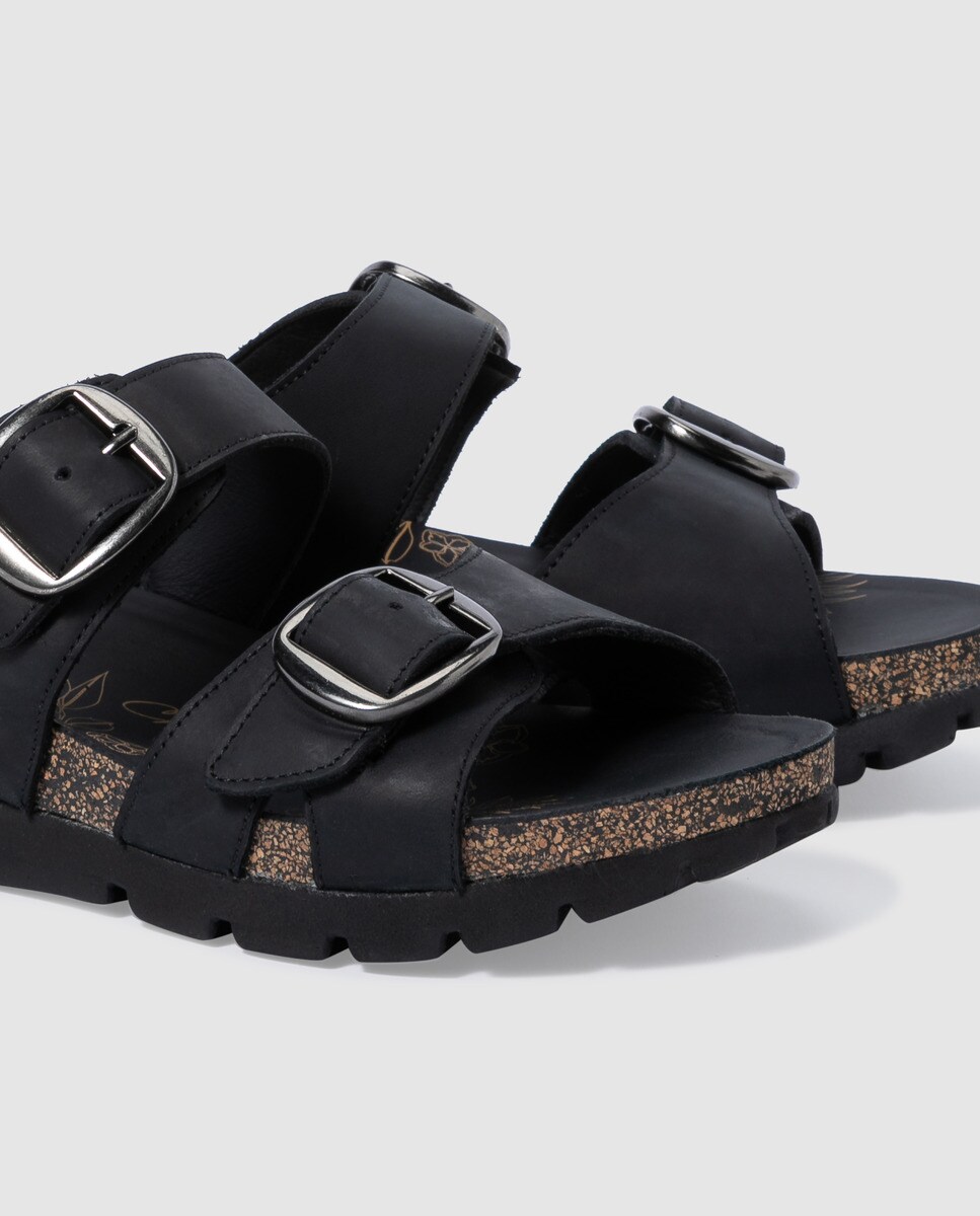 Sandalias de plataforma de mujer Panama Jack en negro con doble hebilla · Panama  Jack · El Corte Inglés
