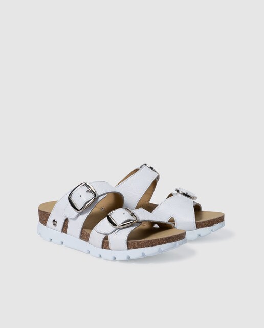 Sandalias de plataforma de mujer Panama Jack en blanco con doble hebilla · Panama  Jack · El Corte Inglés