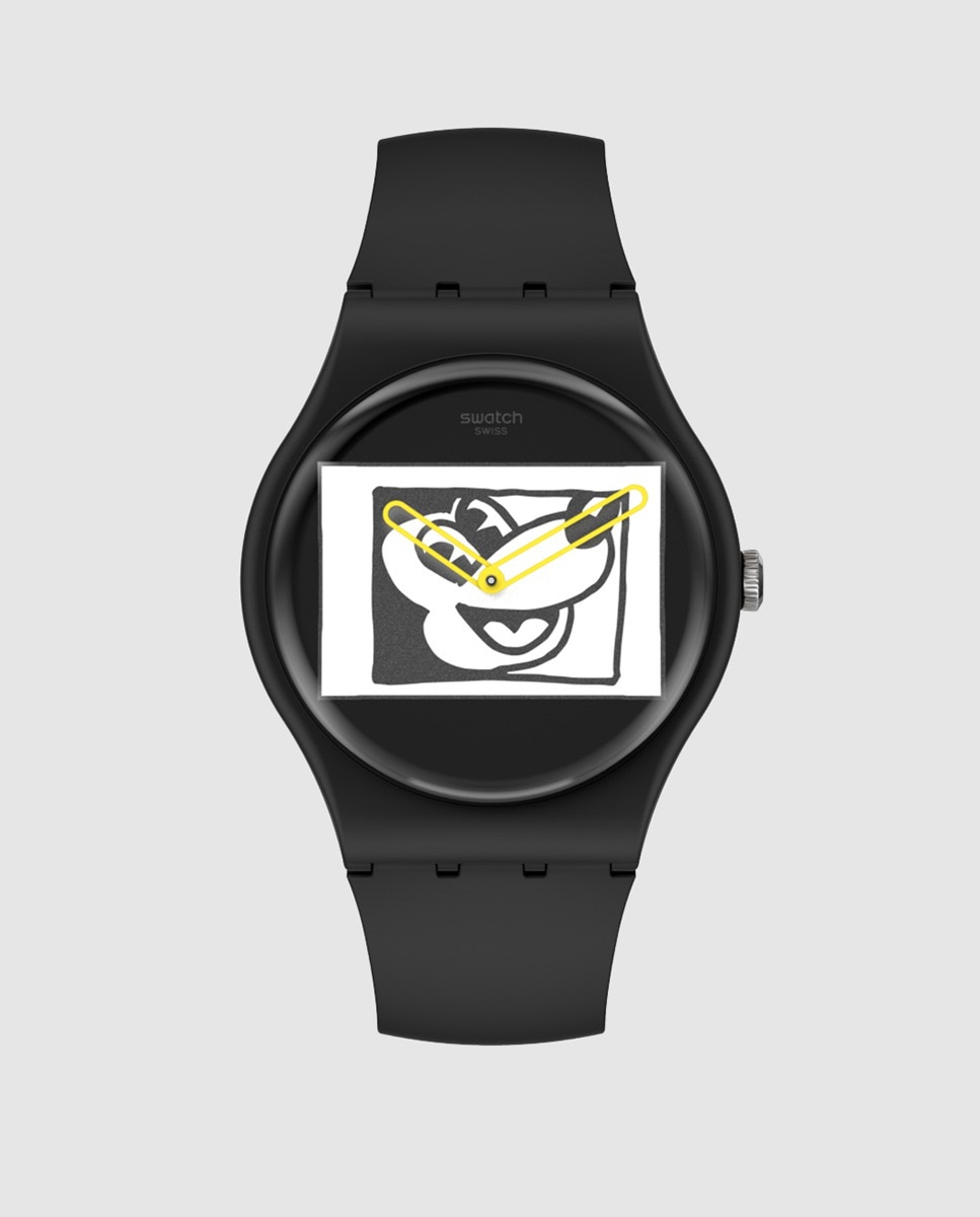 Imagem 0 de Relógio Mickey Blanc sur Noir Disney SUOZ337 de silicone preto