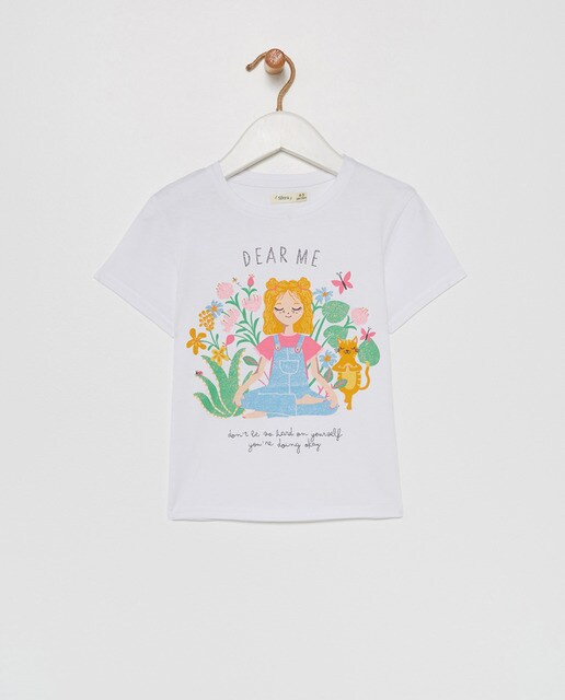Camiseta de niña blanca estampado ''Dear