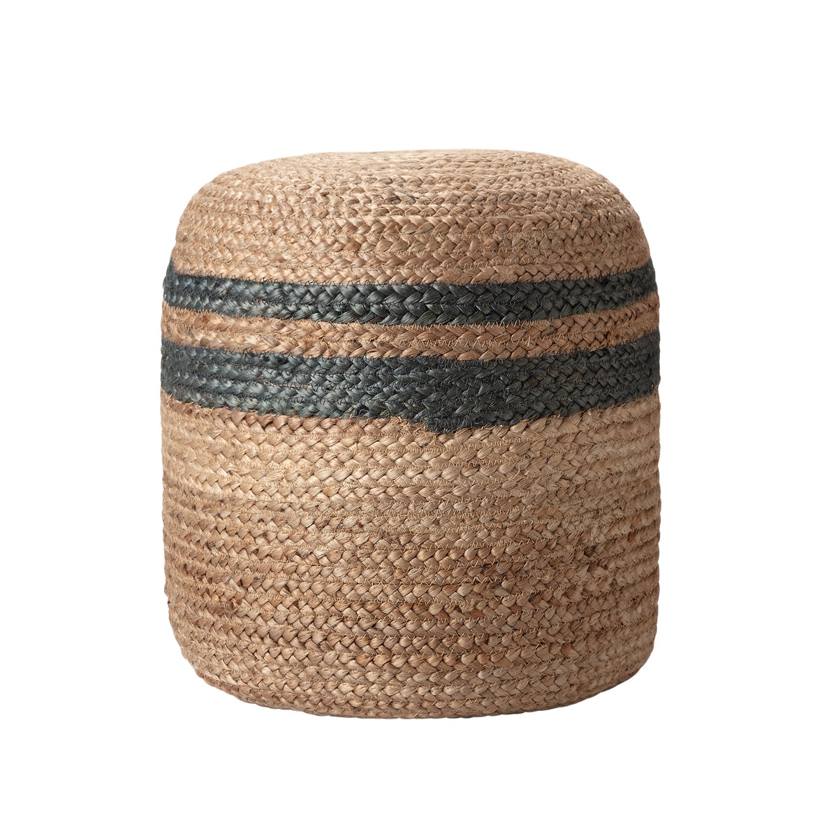 Pouf d'extérieur rond en jute Rayure