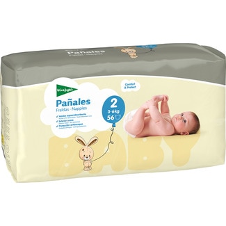pañales unisex de 3 a 6 kg talla 2 elásticos y transpirables bolsa 56 unidades - El Corte Ingles