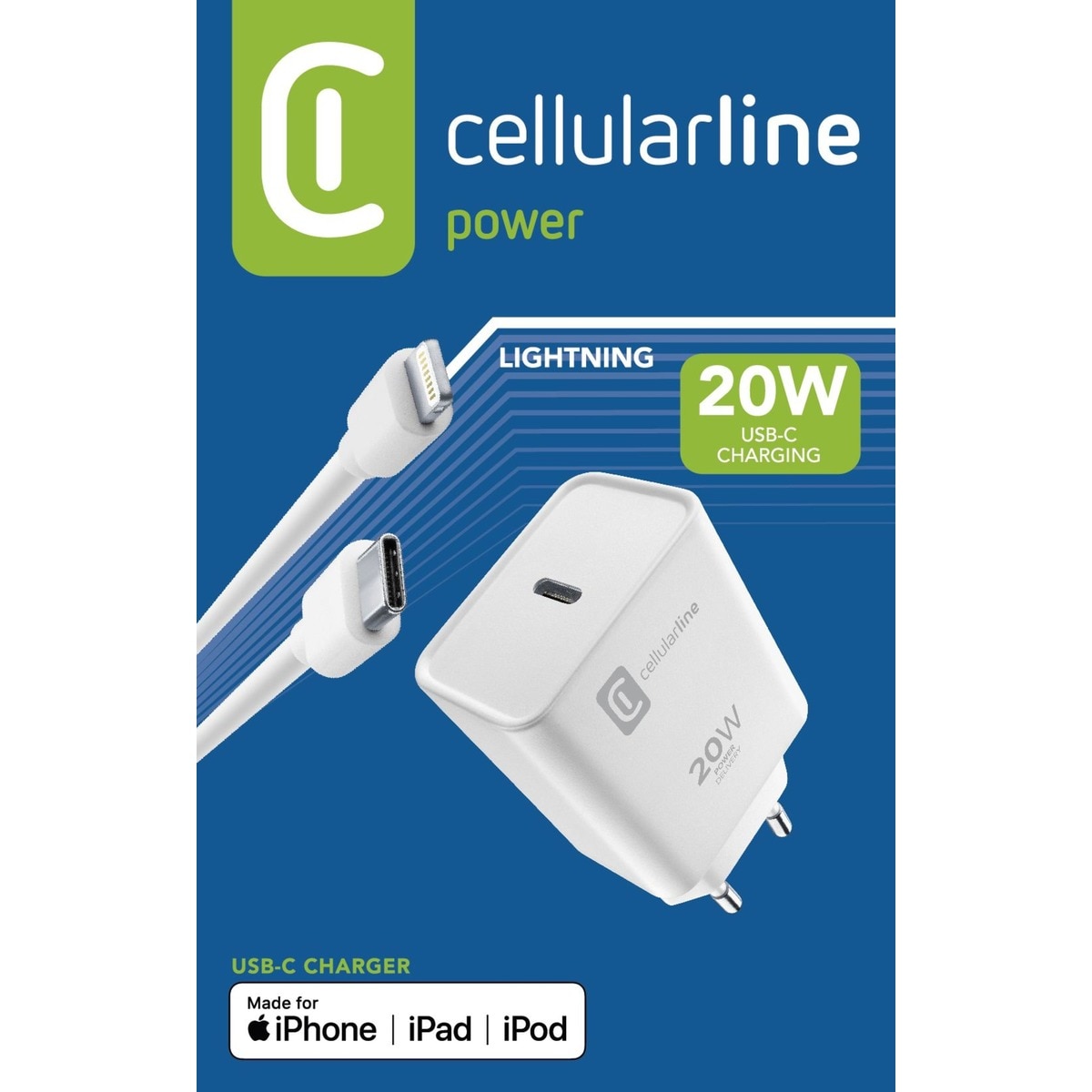Carregador Cellular Line USB-C 20W + Lightning - Branco 2