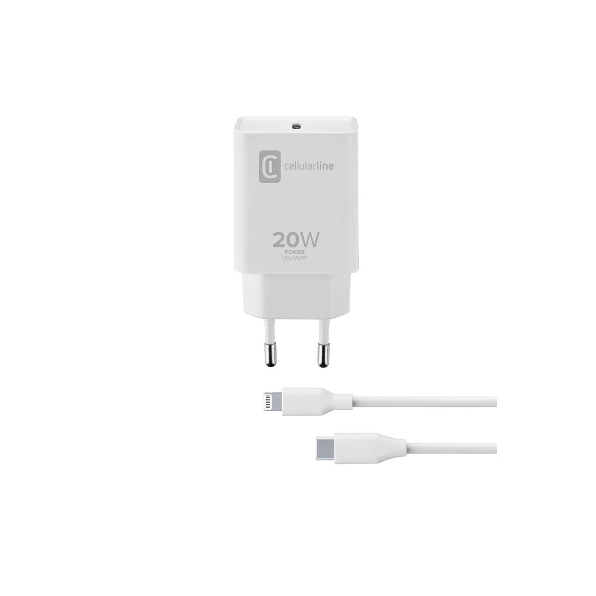 Carregador Cellular Line USB-C 20W + Lightning - Branco 1