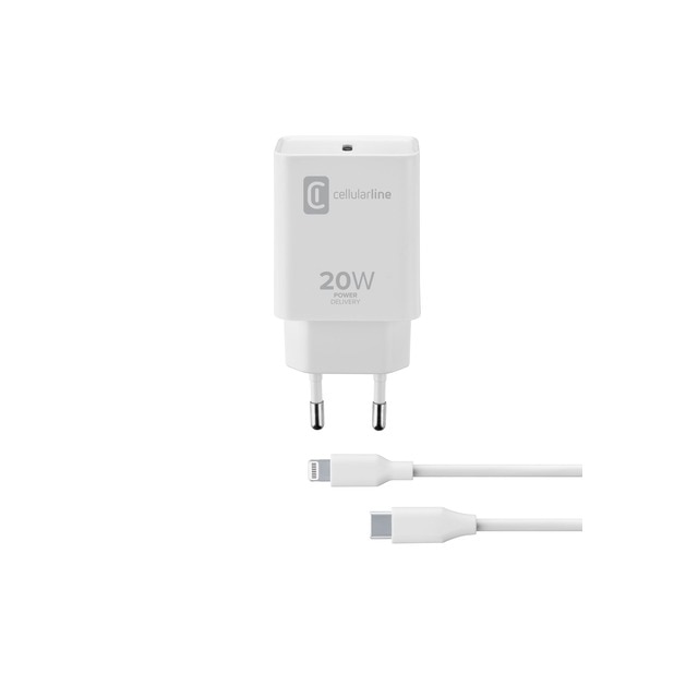 Imagem 0 de Carregador Cellular Line USB-C 20W + Lightning - Branco