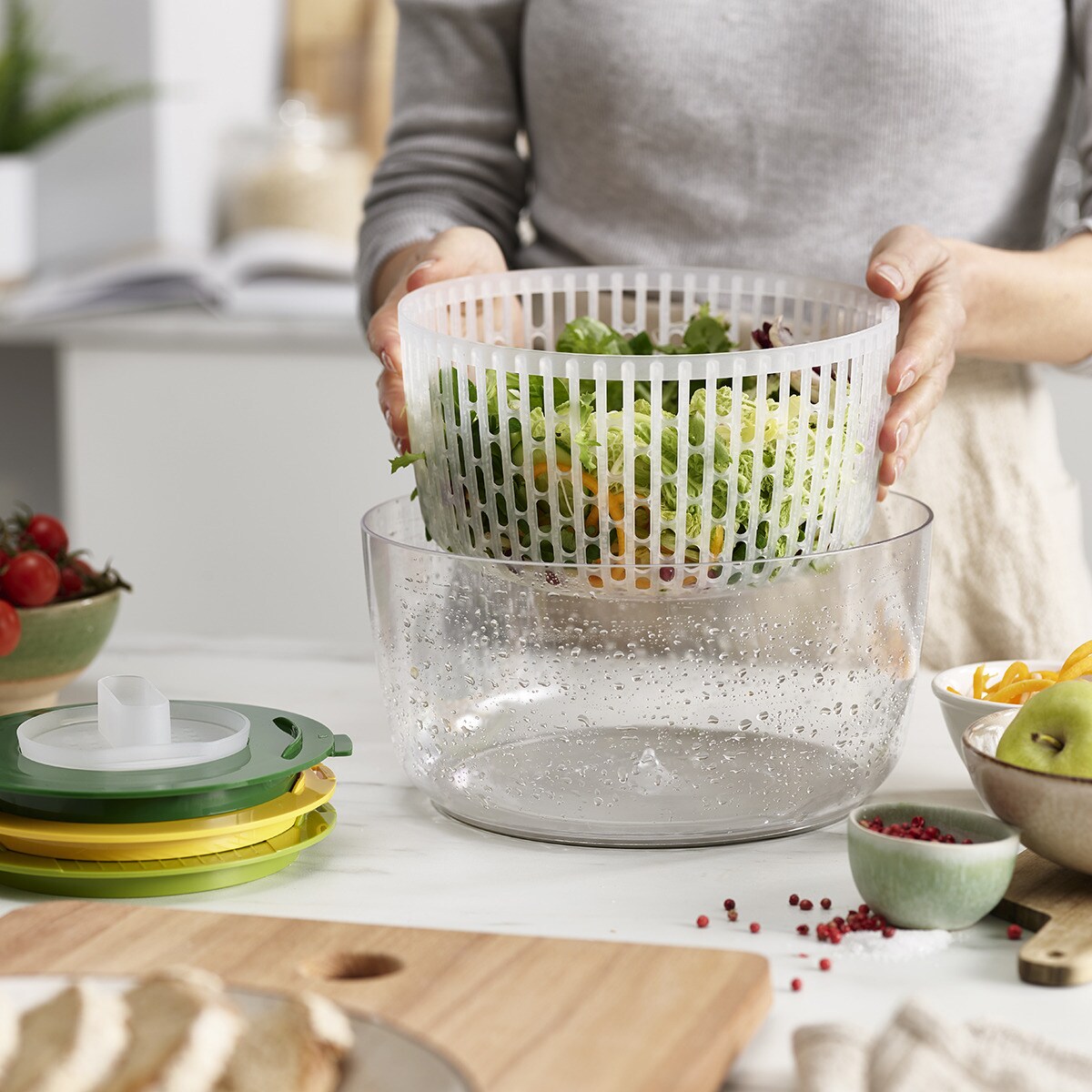 Centrifugadora de saladas Multi-Prep™ Transparente-11