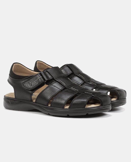 Sandalias de hombre Fluchos en piel de color negro · Fluchos · El Corte  Inglés