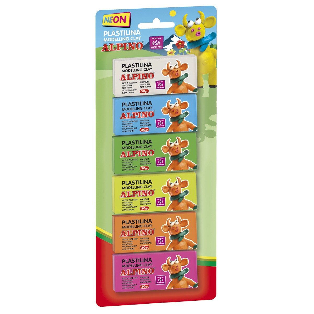 Blister com 6 blocos de plasticina flúor Alpino 1