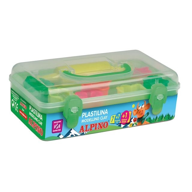 Imagem 0 de Kit de caixa de 7 plasticinas +7 formas + rolo Alpino