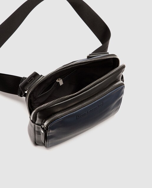 Bandolera de hombre Guy Laroche de piel en azul marino y negro con  cremallera · Guy Laroche · El Corte Inglés