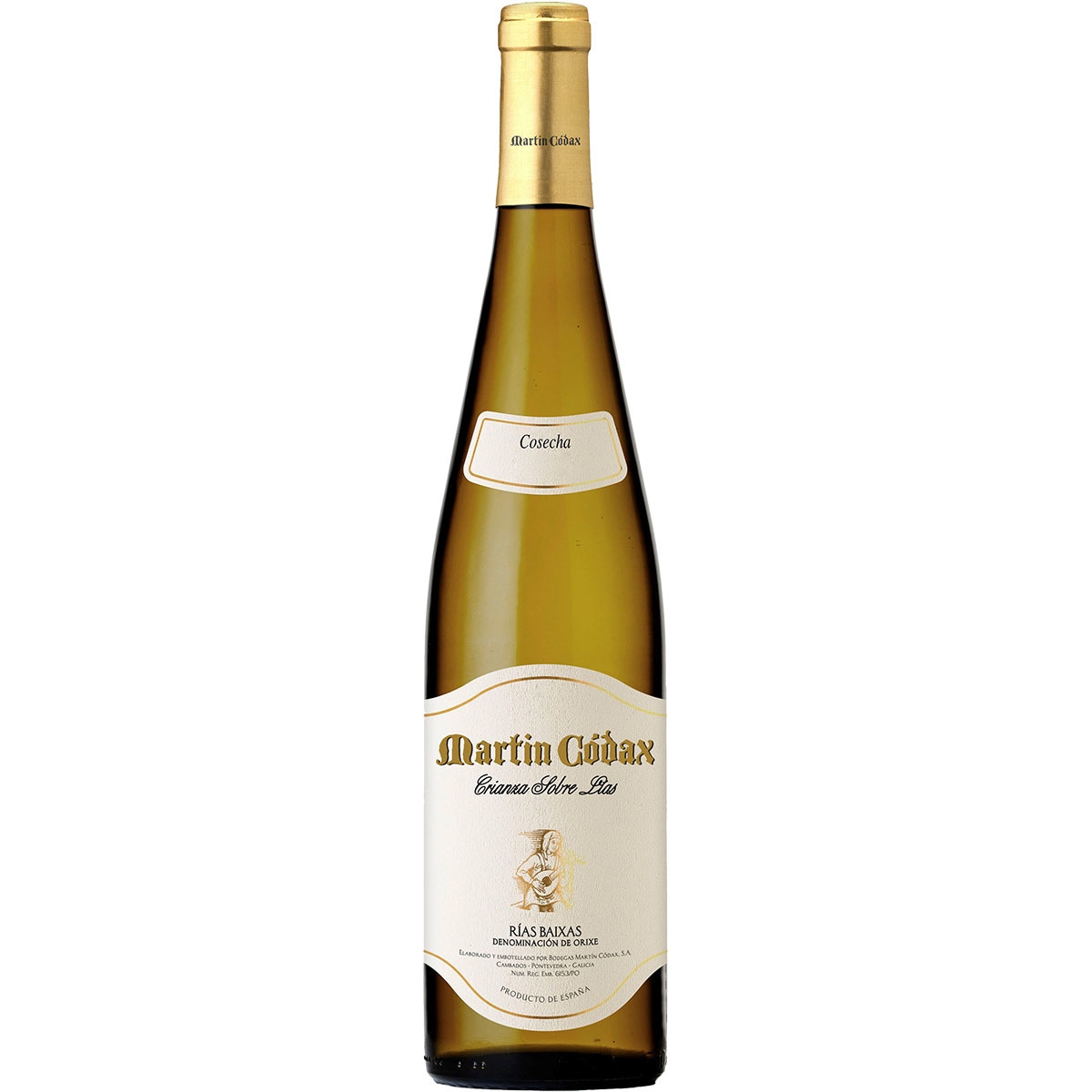 vino blanco albariño crianza sobre lías DO Rías Baixas botella 75 cl