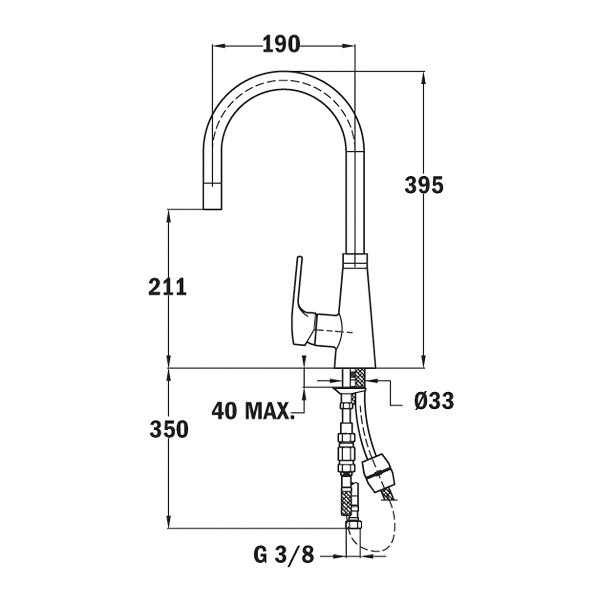 Monocomando de cano giratório Cromado-2