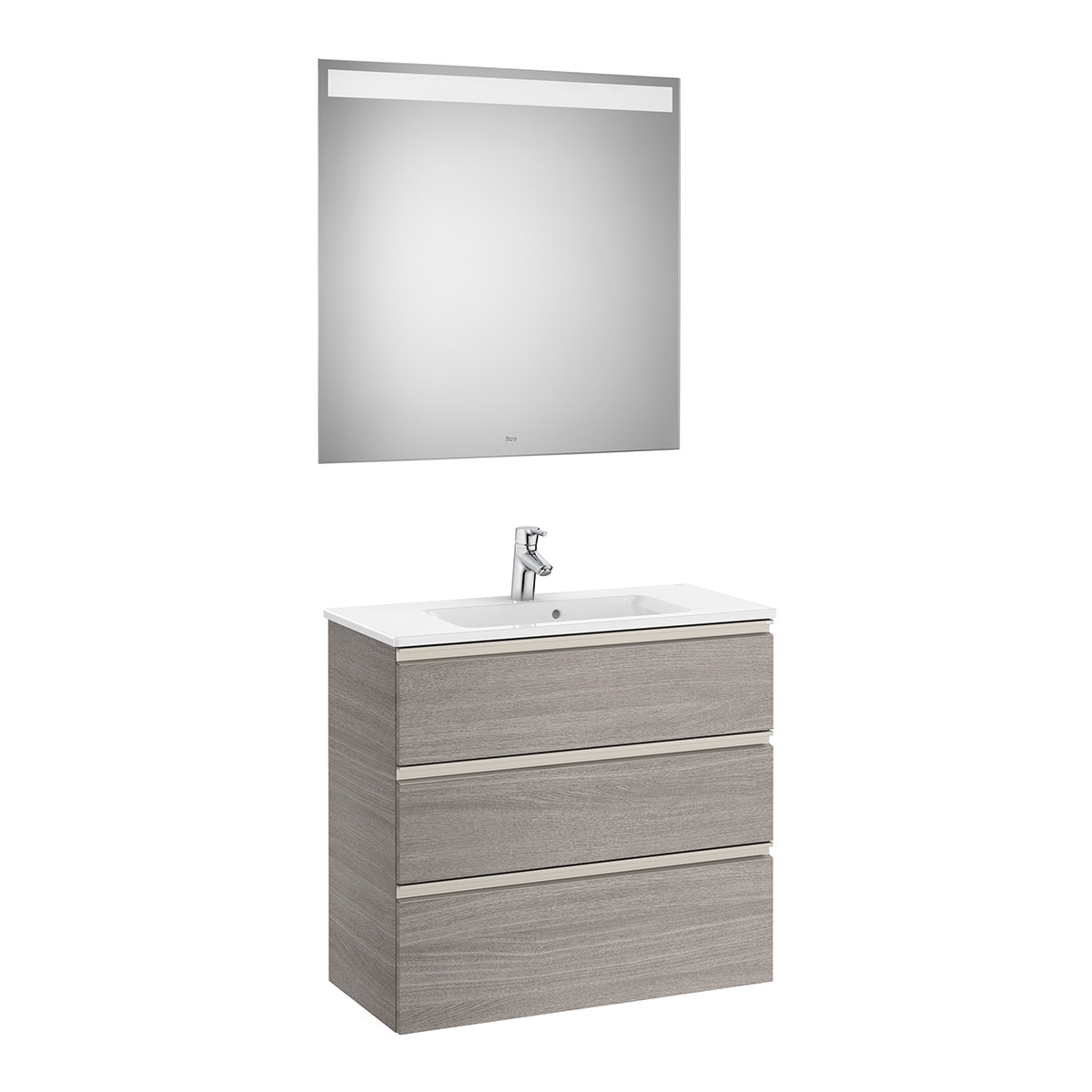 Conjunto con mueble de baño compacto con 3 cajones con fondo reducido