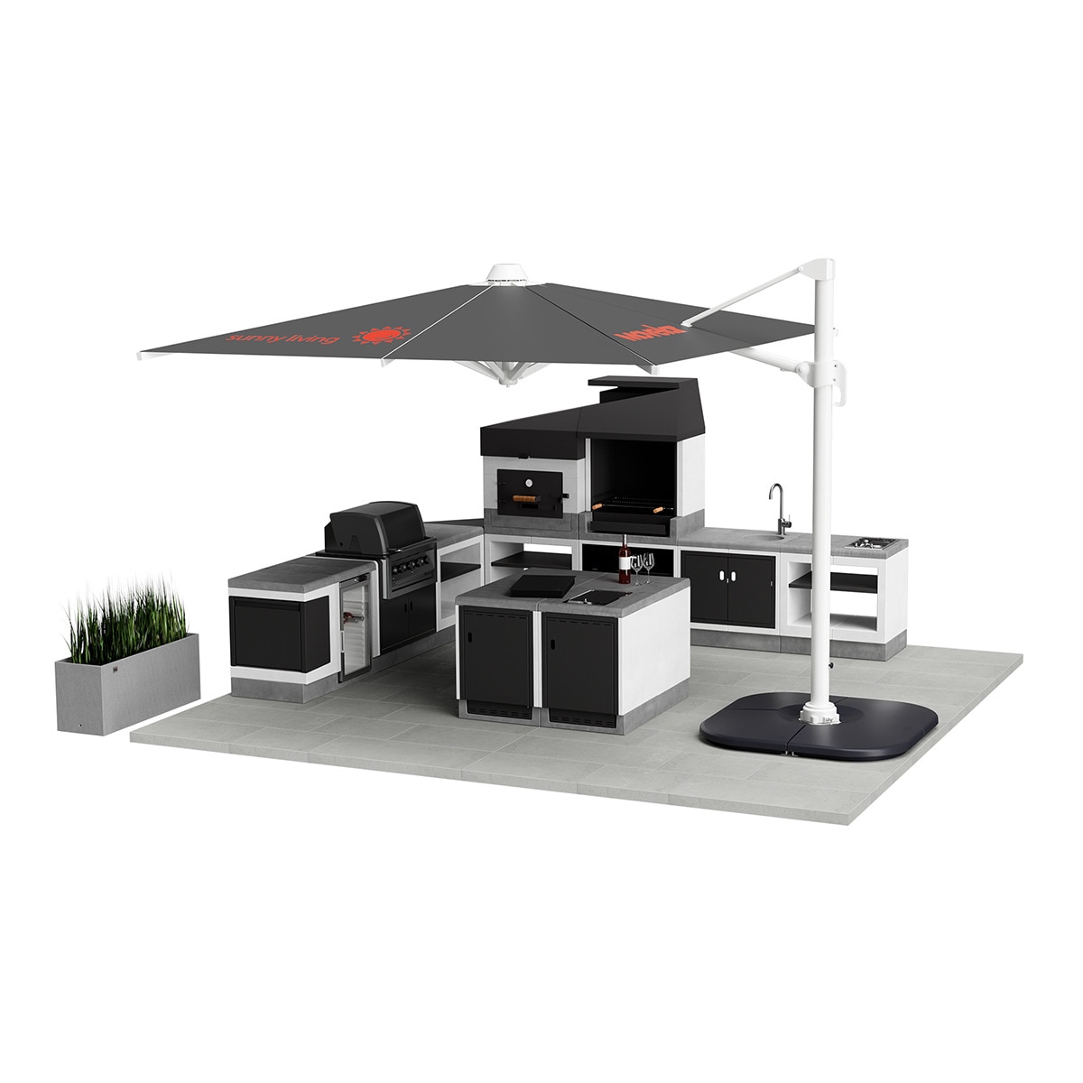 Horno alto para carbón vegetal y leña Otte Kitaway Blanco / Negro-3