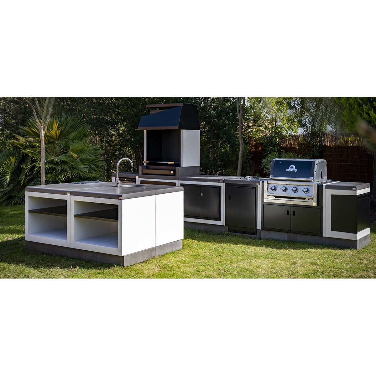 Barbacoa de gas encastrada Kitaway Blanco / Negro-7