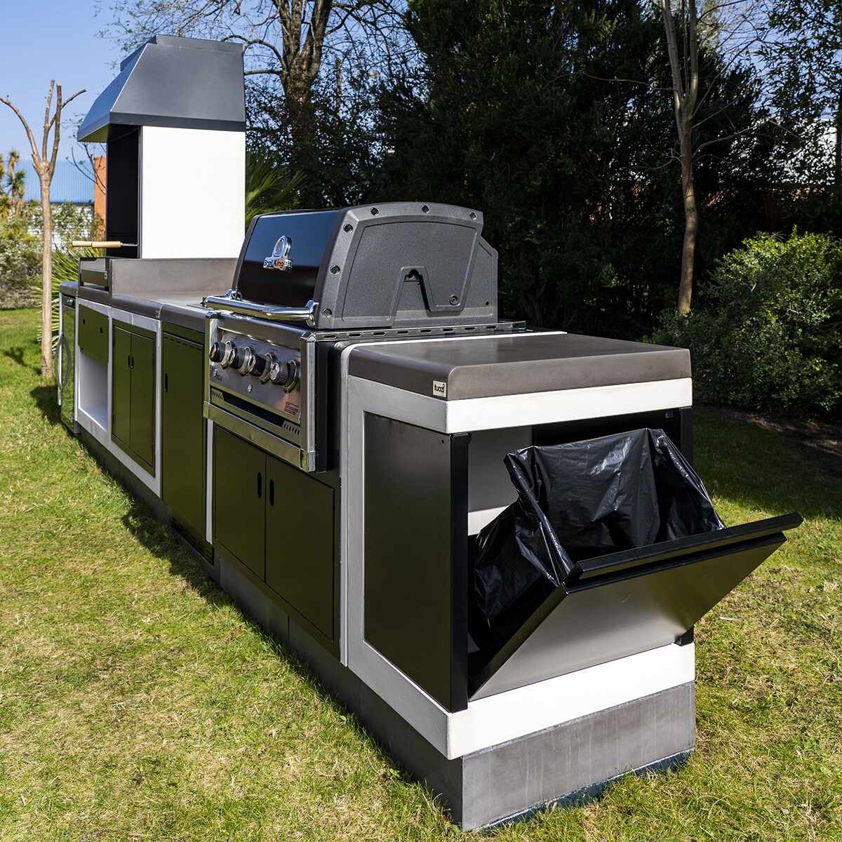 Barbacoa de gas encastrada Kitaway Blanco / Negro-6