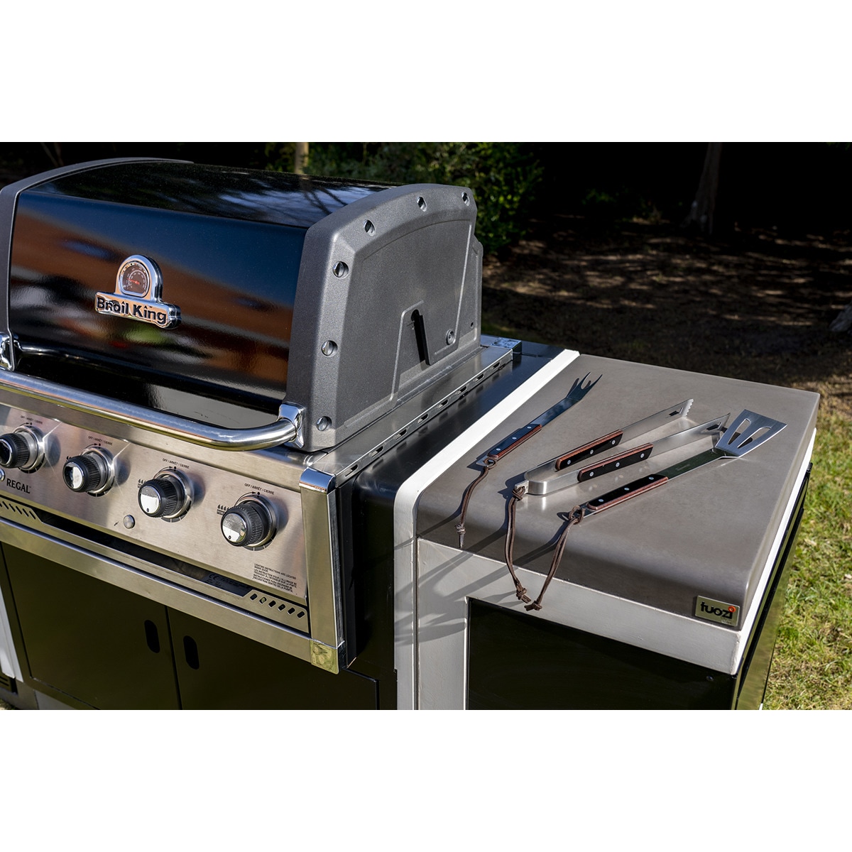 Barbacoa de gas encastrada Kitaway Blanco / Negro-2