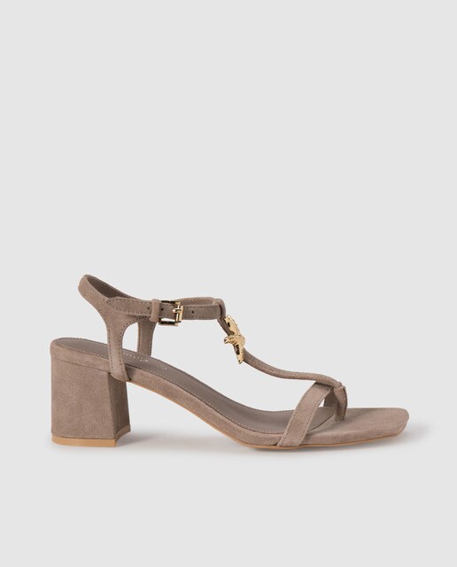 Sandalias de tacón de mujer Fórmula Joven de piel en color topo · Fórmula  Joven · El Corte Inglés