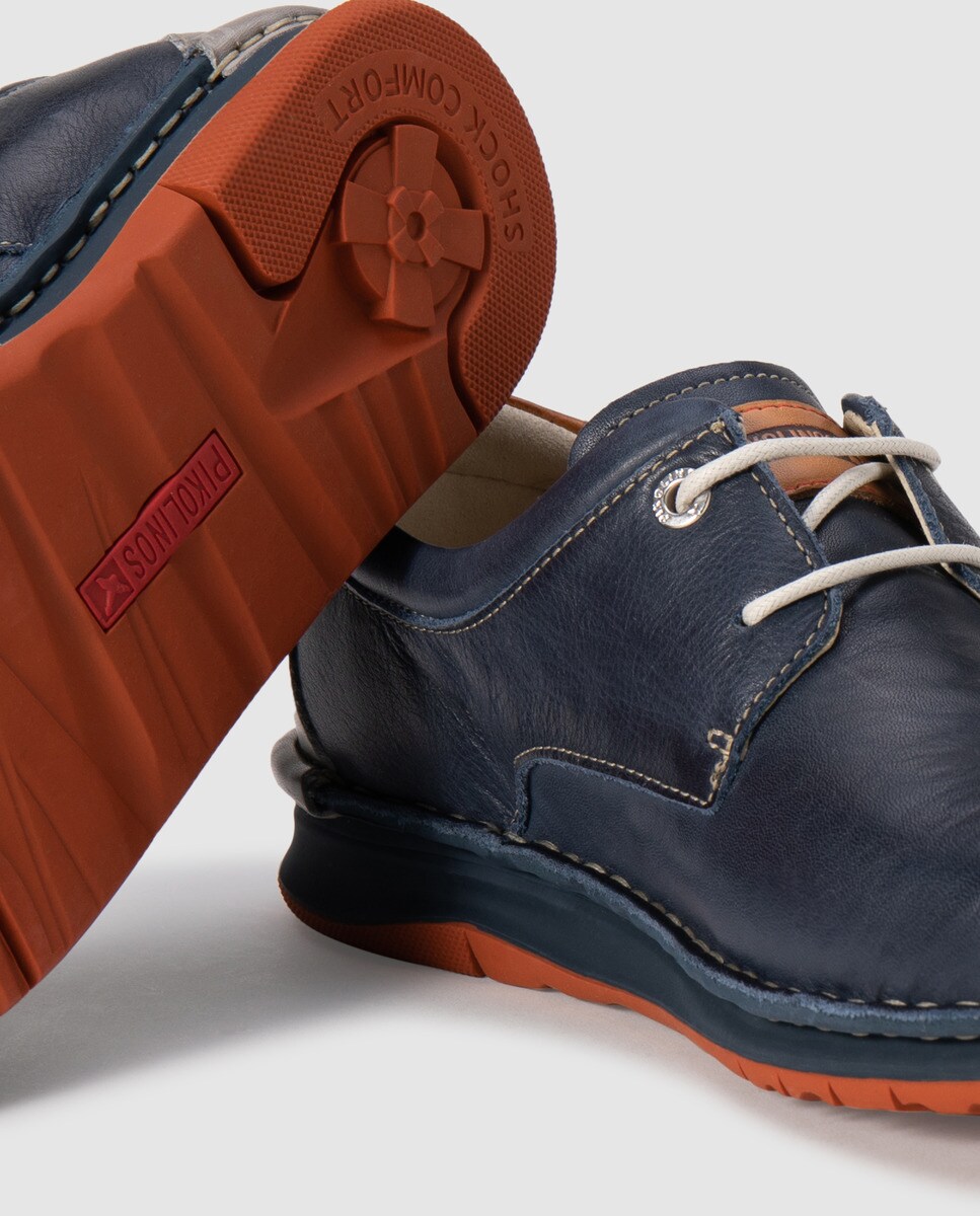 Zapatos de cordones de hombre Pikolinos de piel en color azul marino