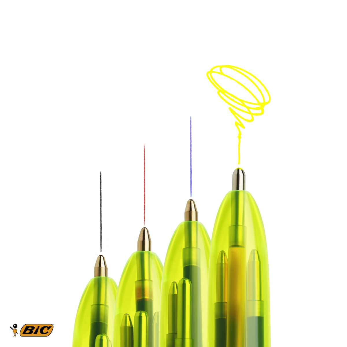 Bolígrafo 4 Colores con Fluorescente BIC 2