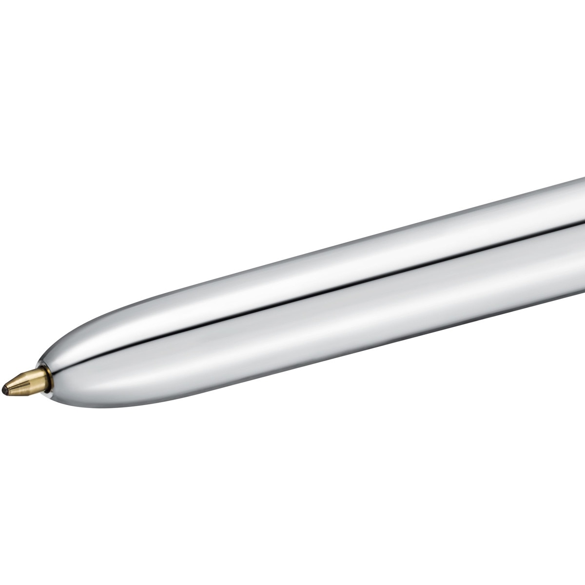 Bolígrafo 4 Colores Shine con Cuerpo Metalizado Plata Punta Media BIC 3