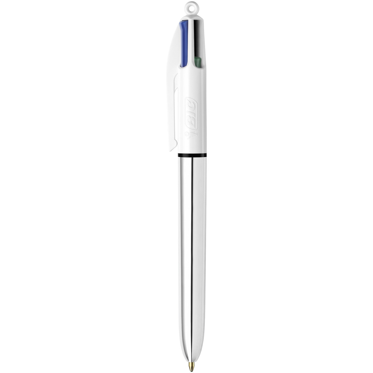 Bolígrafo 4 Colores Shine con Cuerpo Metalizado Plata Punta Media BIC 2