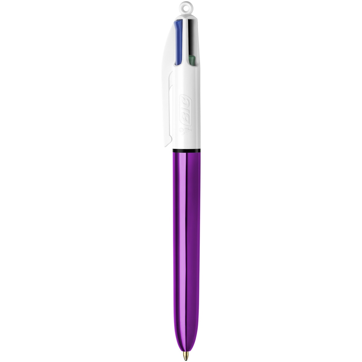 Bolígrafo  4 Colores Shine con Cuerpo Metalizado Morado Punta Media BIC 2
