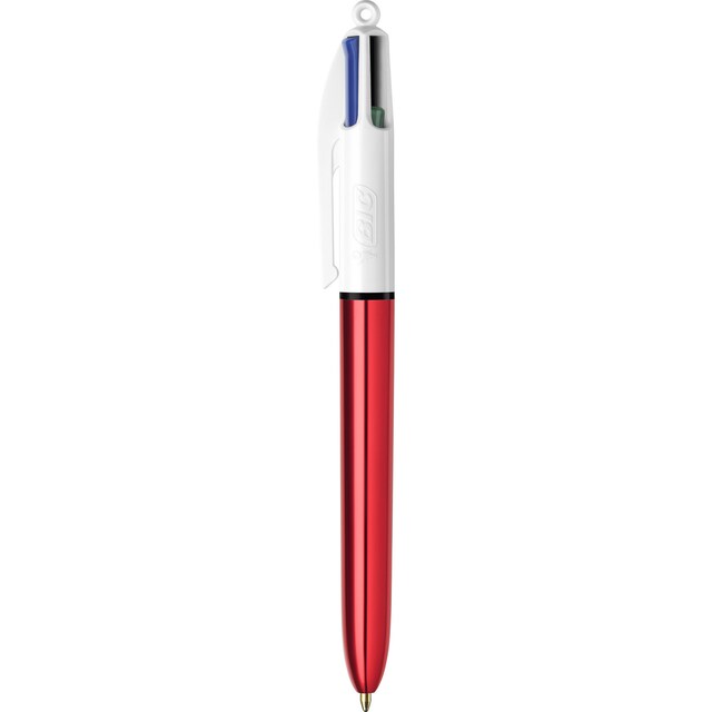 Imagen 0 de Bolígrafo  4 Colores Shine con Cuerpo Metalizado Rojo Punta Media BIC
